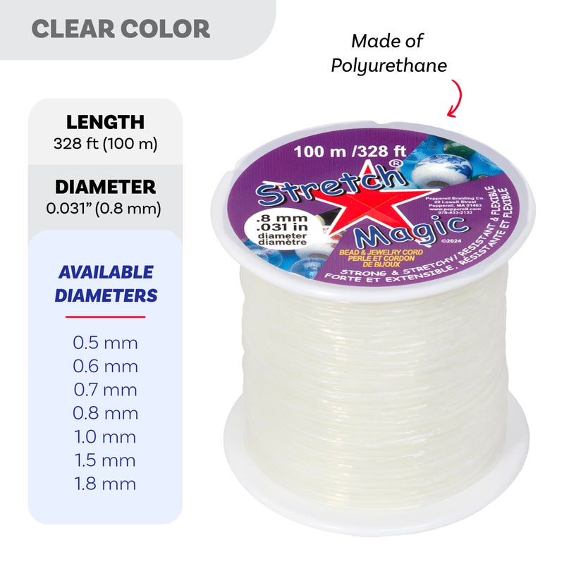 Stretch Magic Elastic Beading Cord â€“ Clear Color, 0.8mm in Diameter, 100-Meter (328 ft) - Easy to Knot, Strong & Stretchy String for Making Beaded Jewelry - Image 3